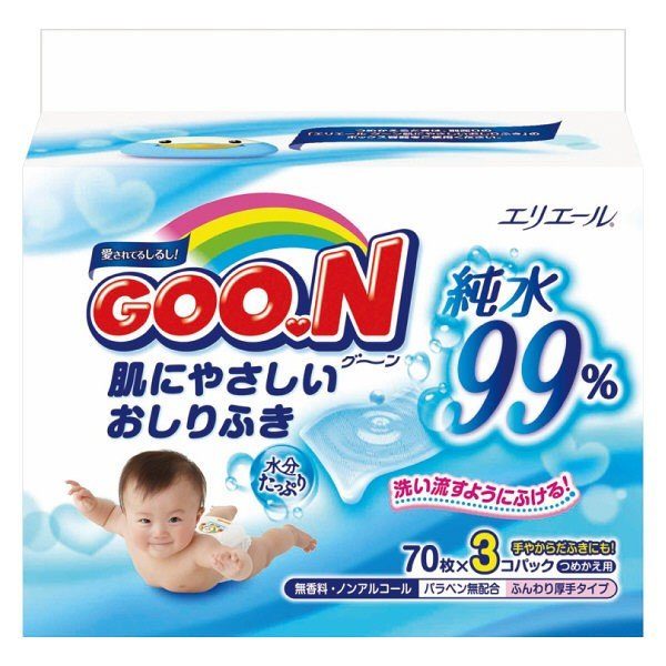 Drėgnos servetėlės "GOO.N", 3pak x 70vnt.