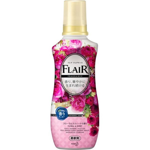 Antibakterinis skalbinių kondicionierius KAO "Flair Fragrance", gėlių ir vaisių aromatas, 570ml