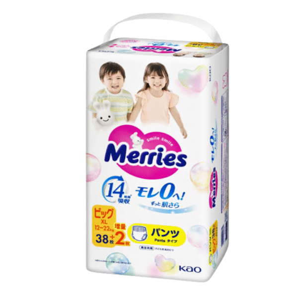 Sauskelnės-kelnaitės Merries XL 12-22 kg, 38+2 vnt.